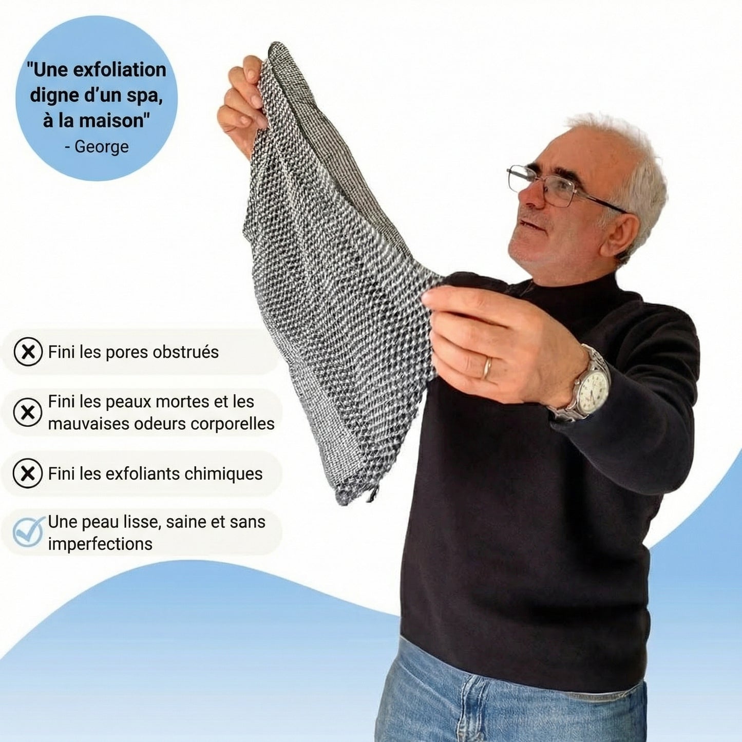 Serviette exfoliante antibactérienne pour le corps